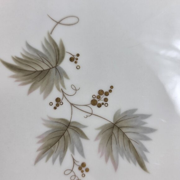 TWO Noritake Fantasia Dinner Plates Ivory with Gold Grapes and Gray Tan Leaves - Picture 13 of 14